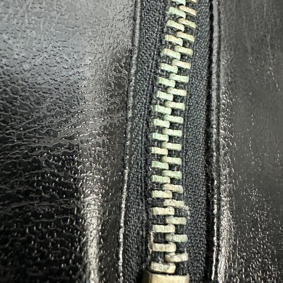 BC Ethic Womens Size Medium Black Faux Leather Jacket With Red Flame Sleeves - Picture 5 of 7